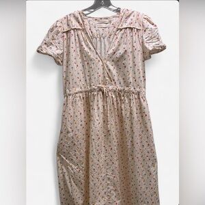 NWOT Christy Dawn Cream Floral Midi Dress with Pink & Red Accents